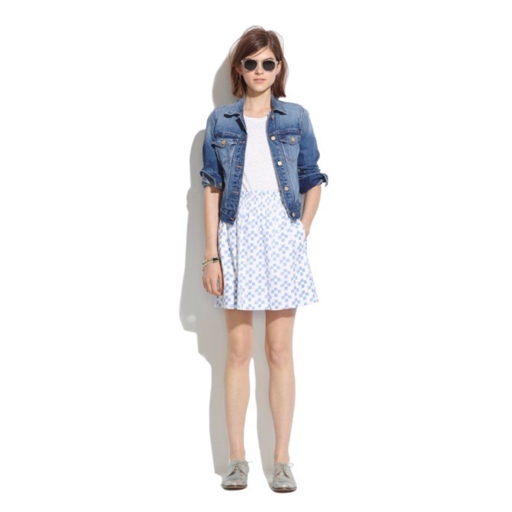 Madewell Crosshatch Ikat Shirred Skirt
